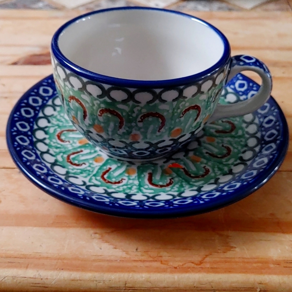 Hand made polish teacup and matching saucer